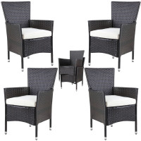 Garden Chair Set of 4 | Rattan Brown Cream | inc Cushions